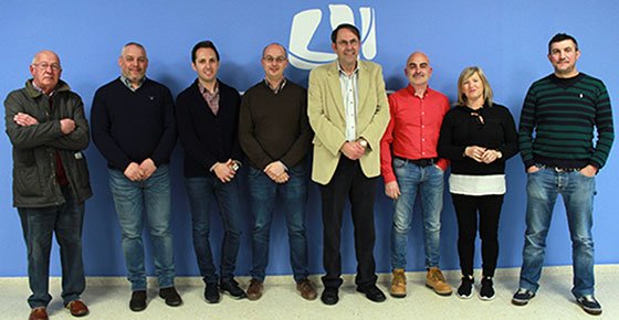De izquierda a derecha, Armando Sanchez, Agustín Menéndez, Antonio Palacio, Jose Ignacio González, César García, Ramón Corte, Clara Amieva y Ángel Berdasco.