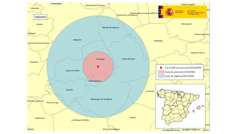 Localización de la explotación afectada en Valladolid.
