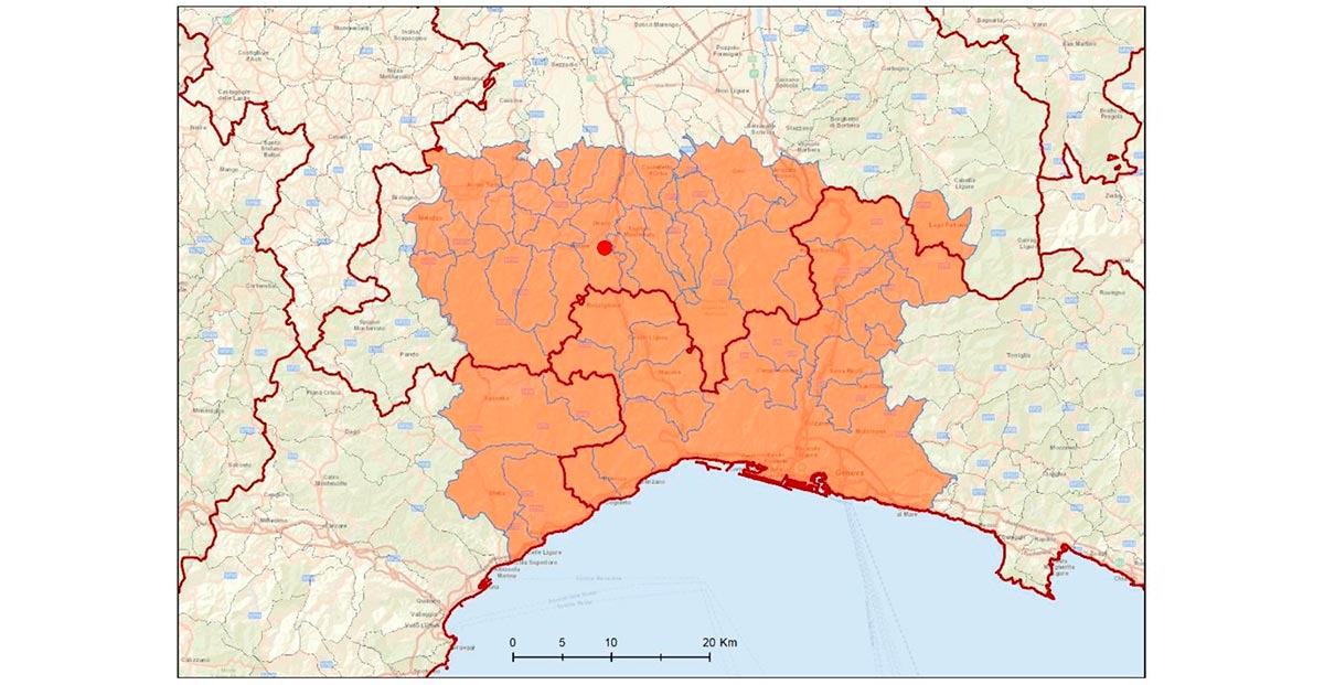 Mapa 2 Localización de la zona de infección PPA (Ministerio de Sanidad de Italia)