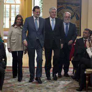 De izquierda a derecha: Ana Mato, Mariano Rajoy, Pedro Astals y Miguel Arias Cañete