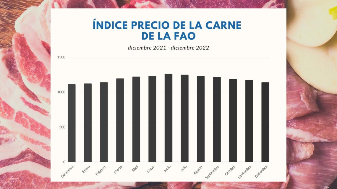 Grafico indice precio carne fao diciembre 2022