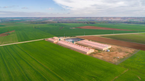vista desde el aire de una granja